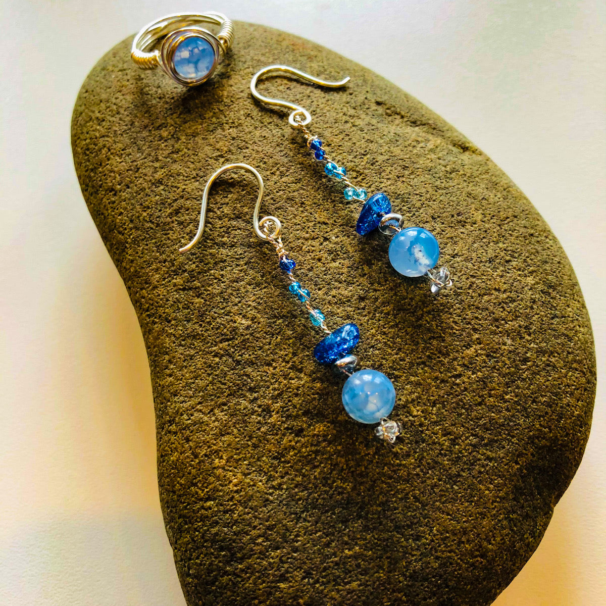 Light Blue Agate Earrings