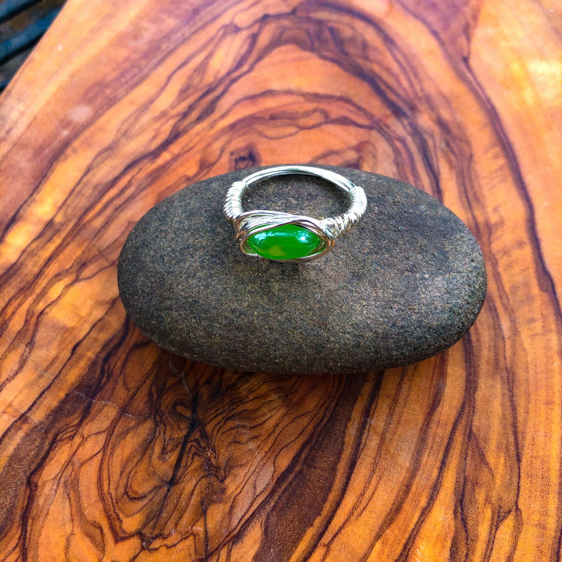 Spring Green Wire Wrap Ring