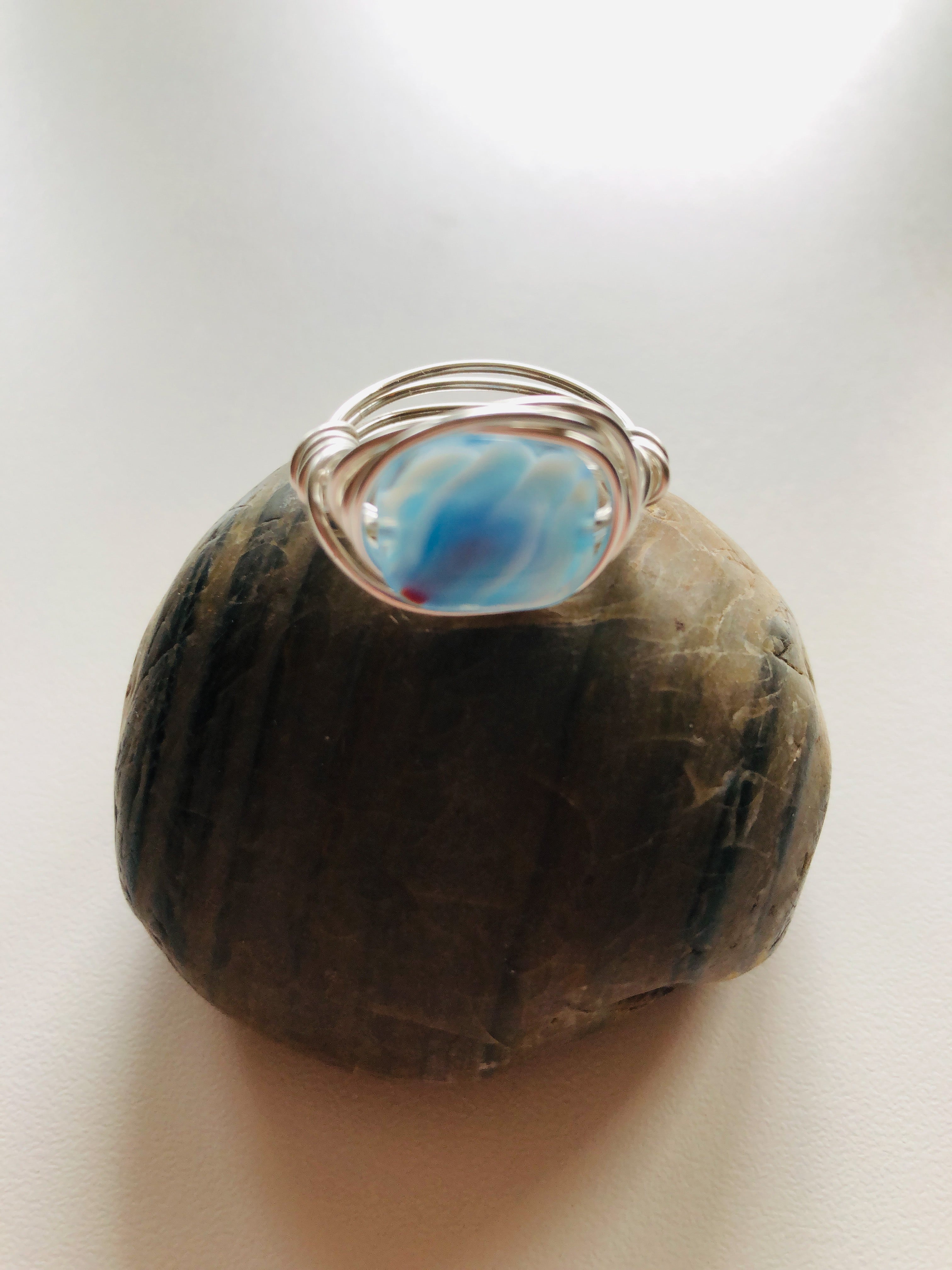 Blue Swirl Glass Ring - Artsy