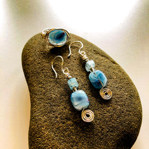 Blue Glass Swirl Earrings - Artsy