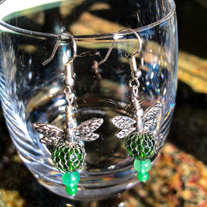 Green Bee Earrings