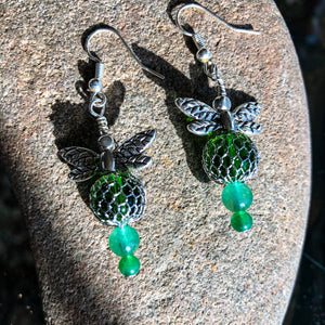 Green Bee Earrings