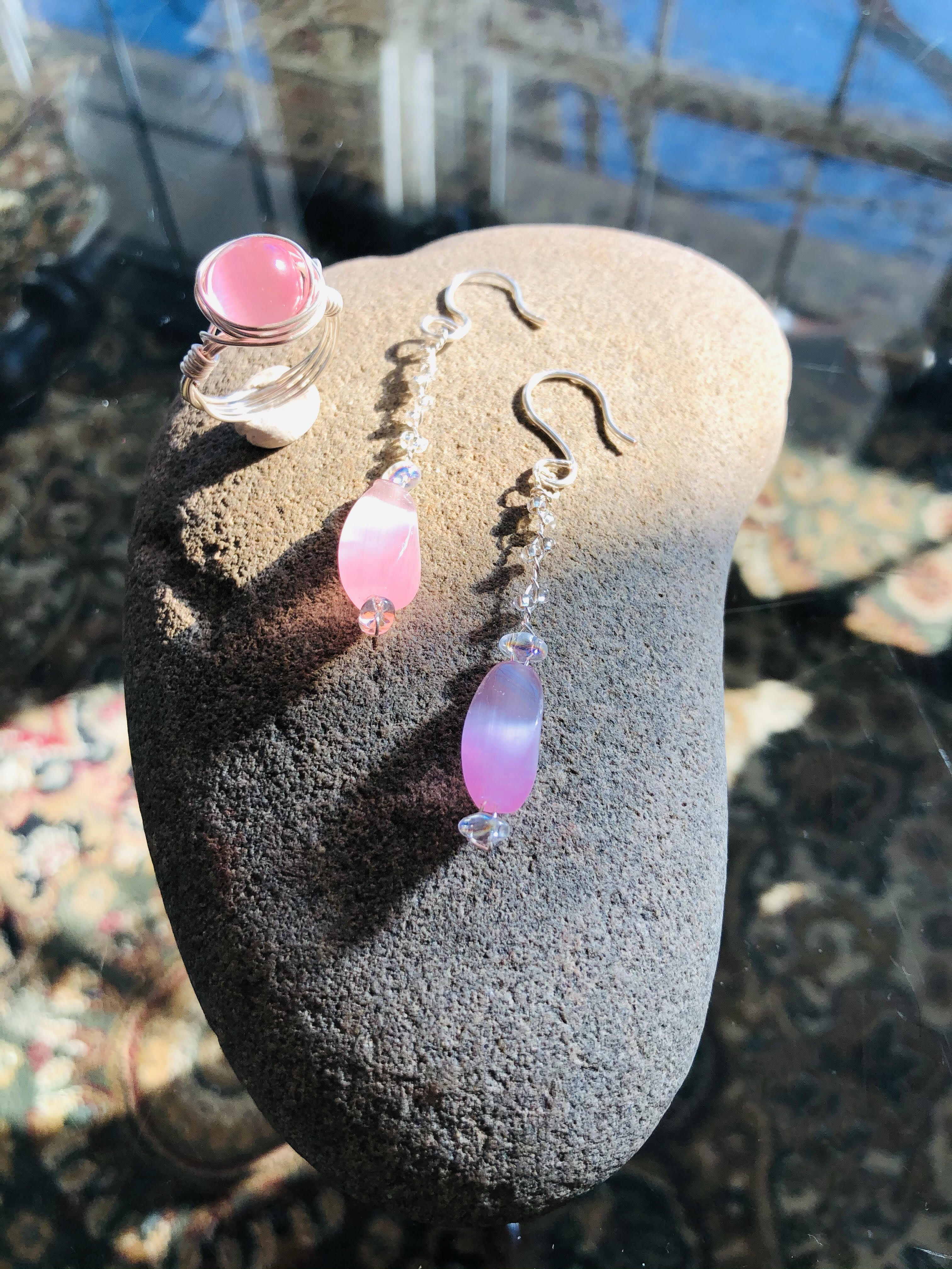 Pink Cat's Eye Earrings