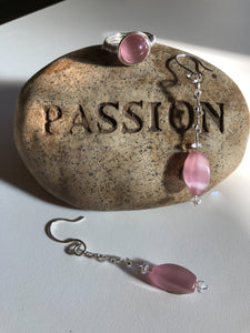 Pink Cat's Eye Glass Bead Set