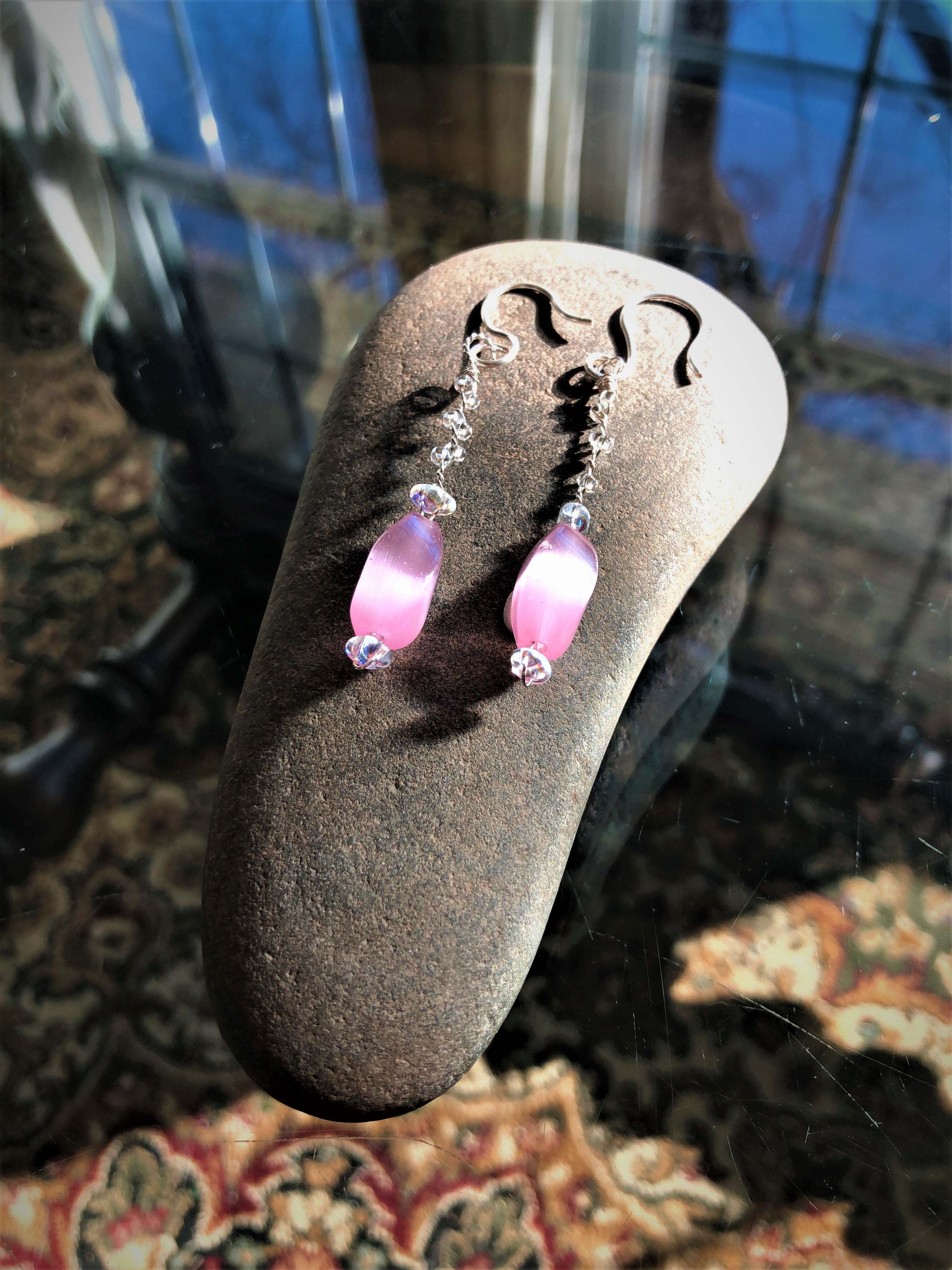 Pink Cat's Eye Earrings