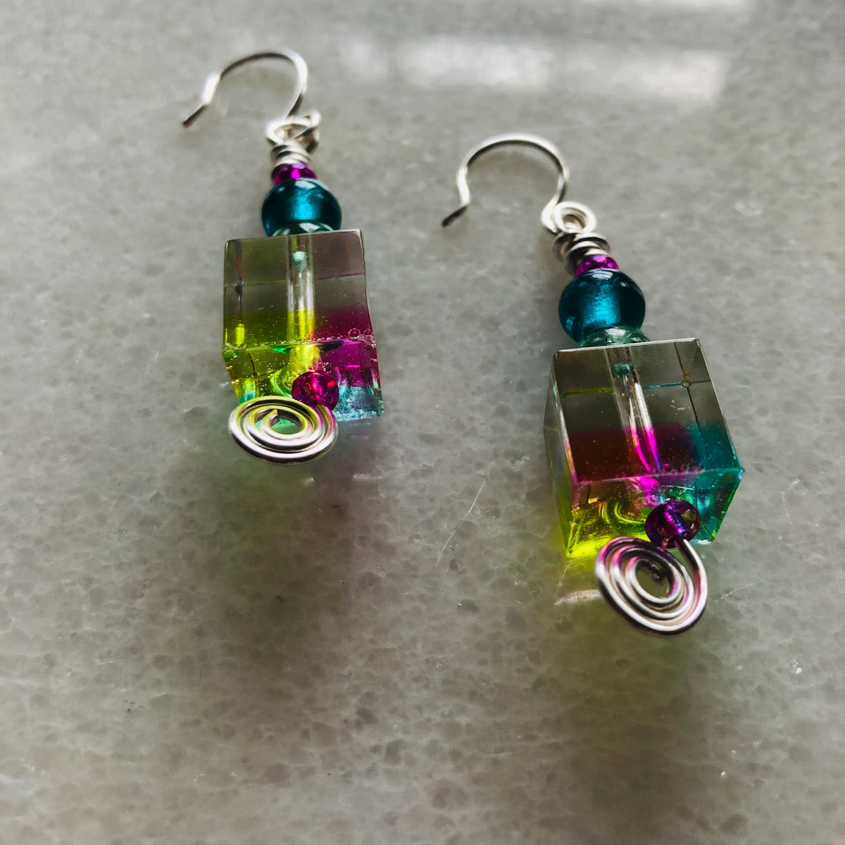 Prism Resin Cube Earrings