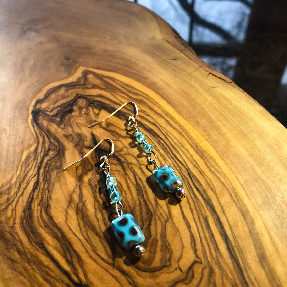 Turquoise Czech Glass Earrings